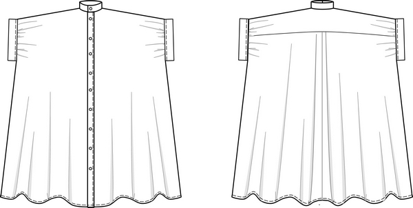 Robe Dune, dessins techniques devant et dos