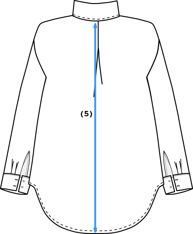 Patron chemise Louise, sketch avec hauteur milieu dos