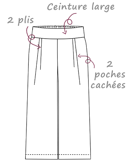 Pantalon Orel scketch devant dos avec plis et poches cachées