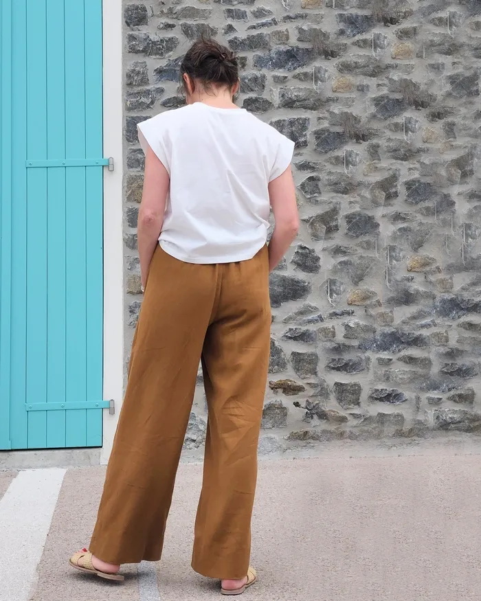 Patron du pantalon Orel en lin viscose Atelier Brunette.