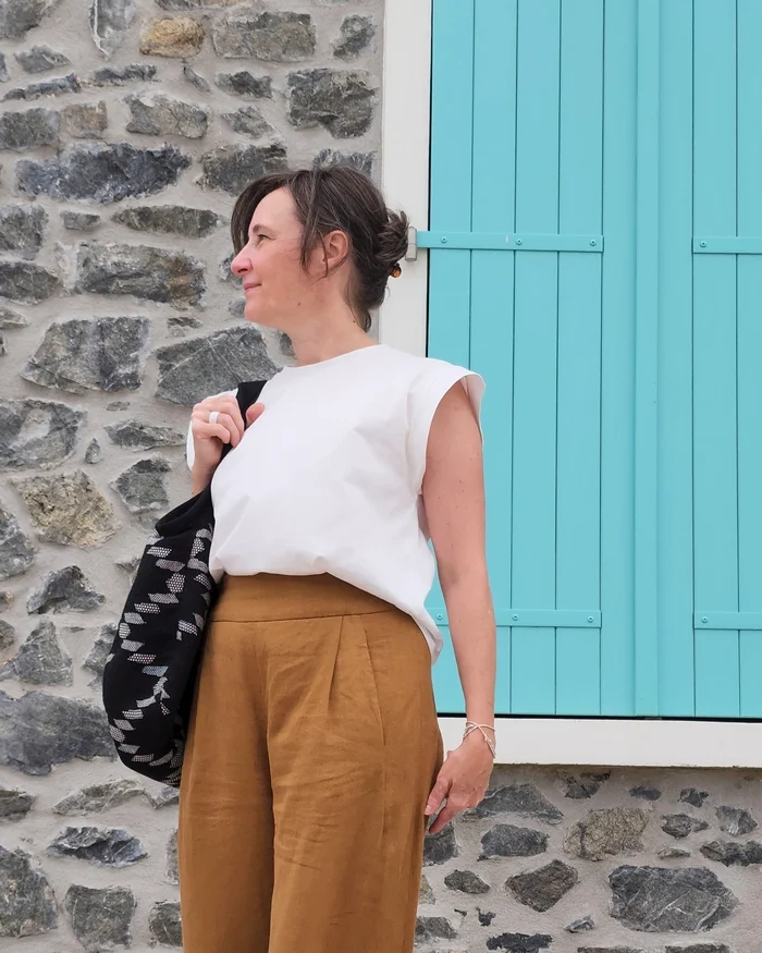 Patron du pantalon Orel en lin viscose Atelier Brunette.