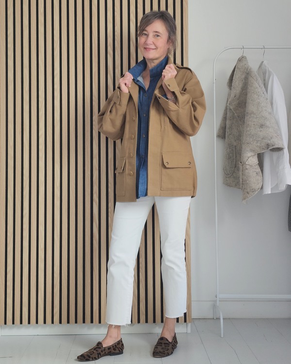 Veste Jane en canva Mocha de chez Atelier Brunette.