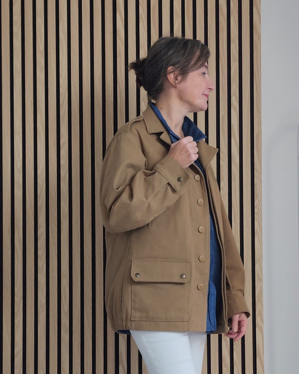 Veste Jane en canva Mocha de chez Atelier Brunette.