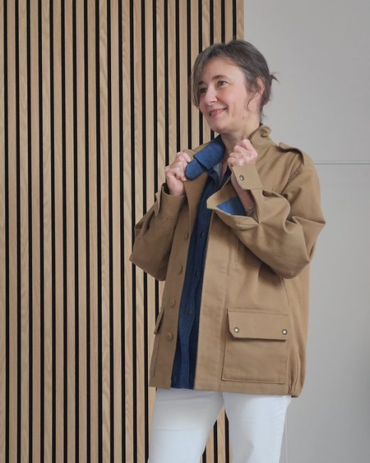 Veste Jane en canva Mocha de chez Atelier Brunette.